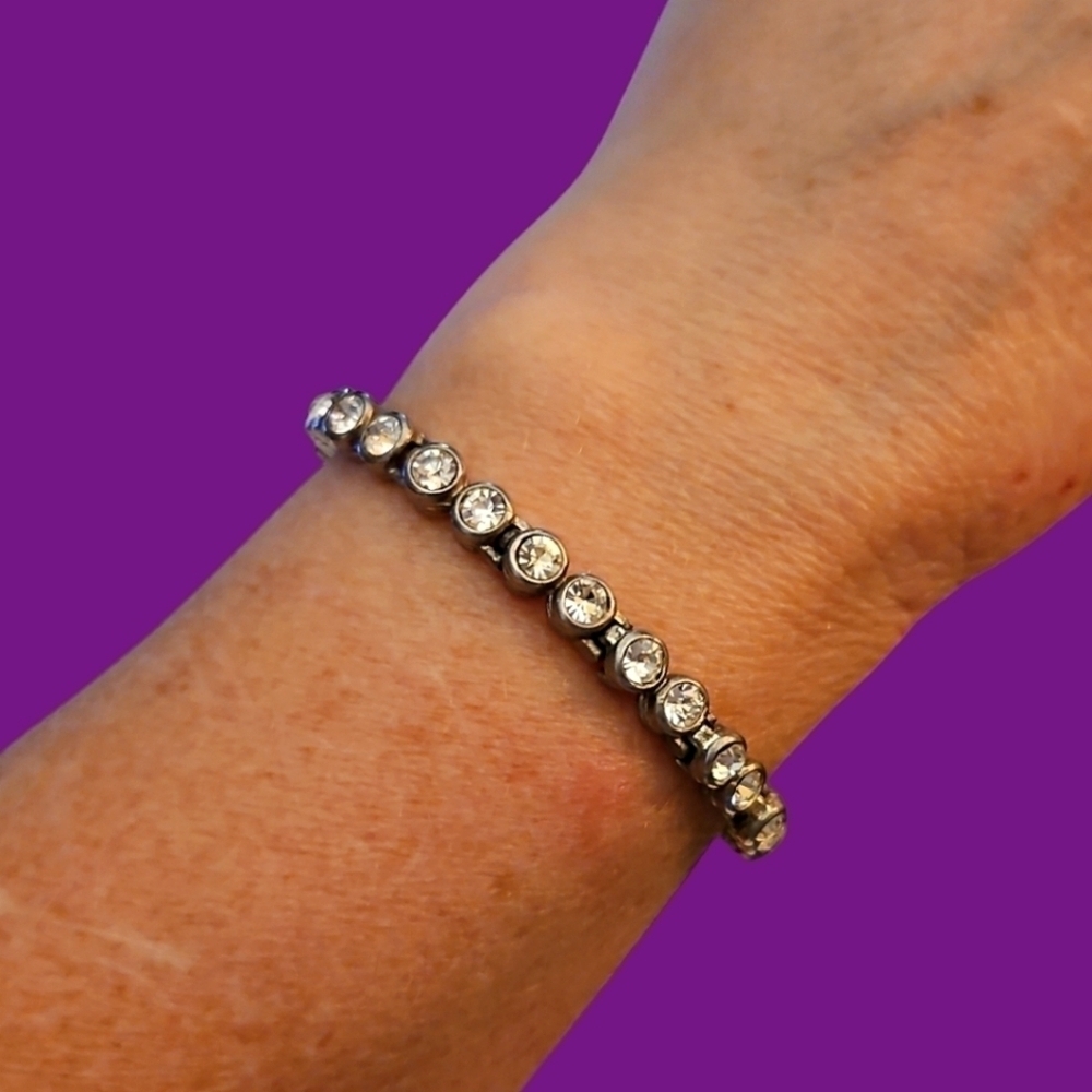 VTG Silvertone Crystal Tennis Bracelet
